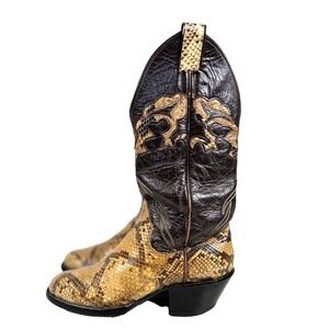 The Sanders Snakeskin Leather Western Cowboy Boots Womens 7.5 Handmade Mexico